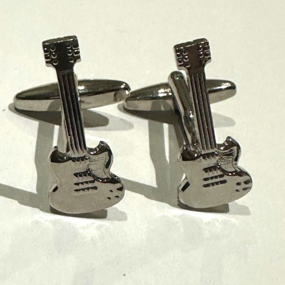 Gibson SG Electric Guitar Cufflinks — Polished Silver